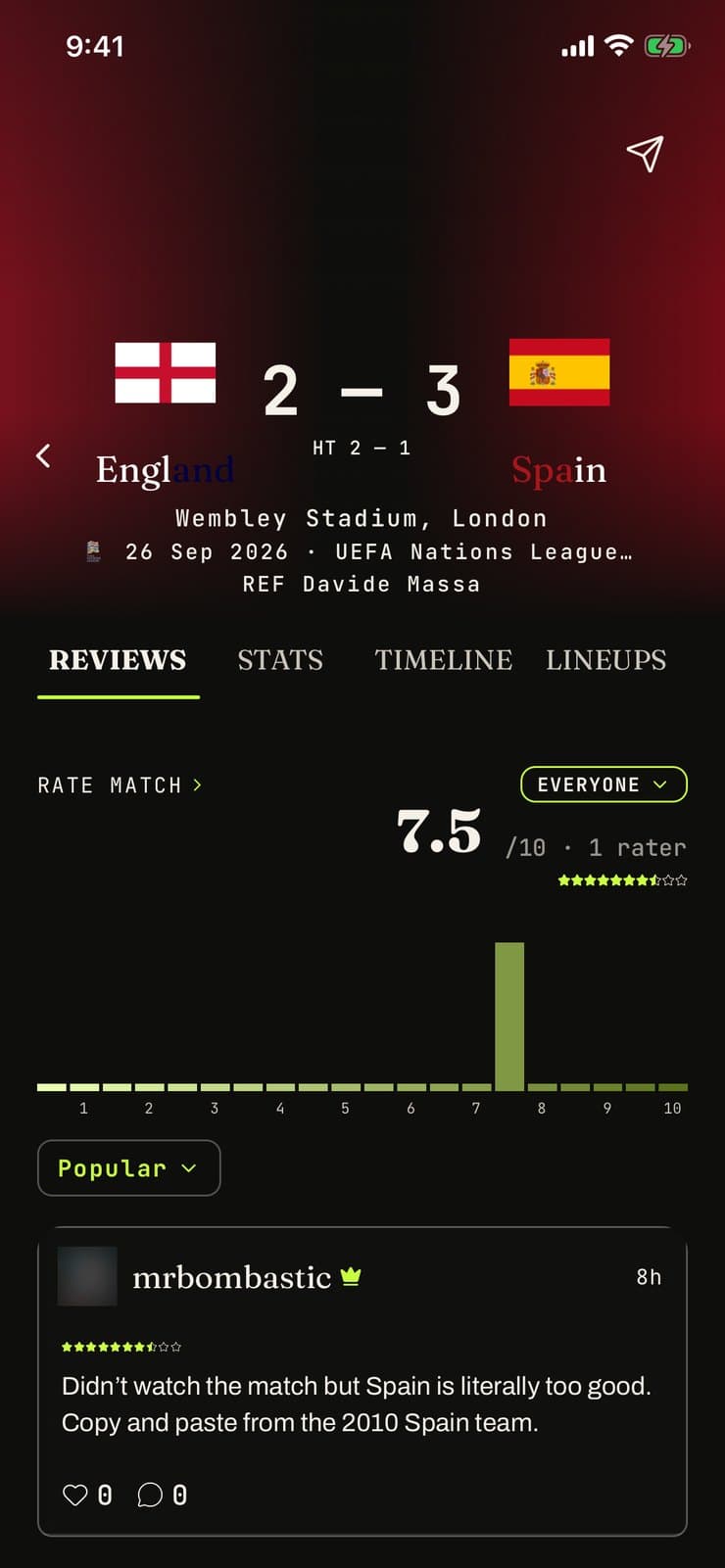 Fulltime app: Match